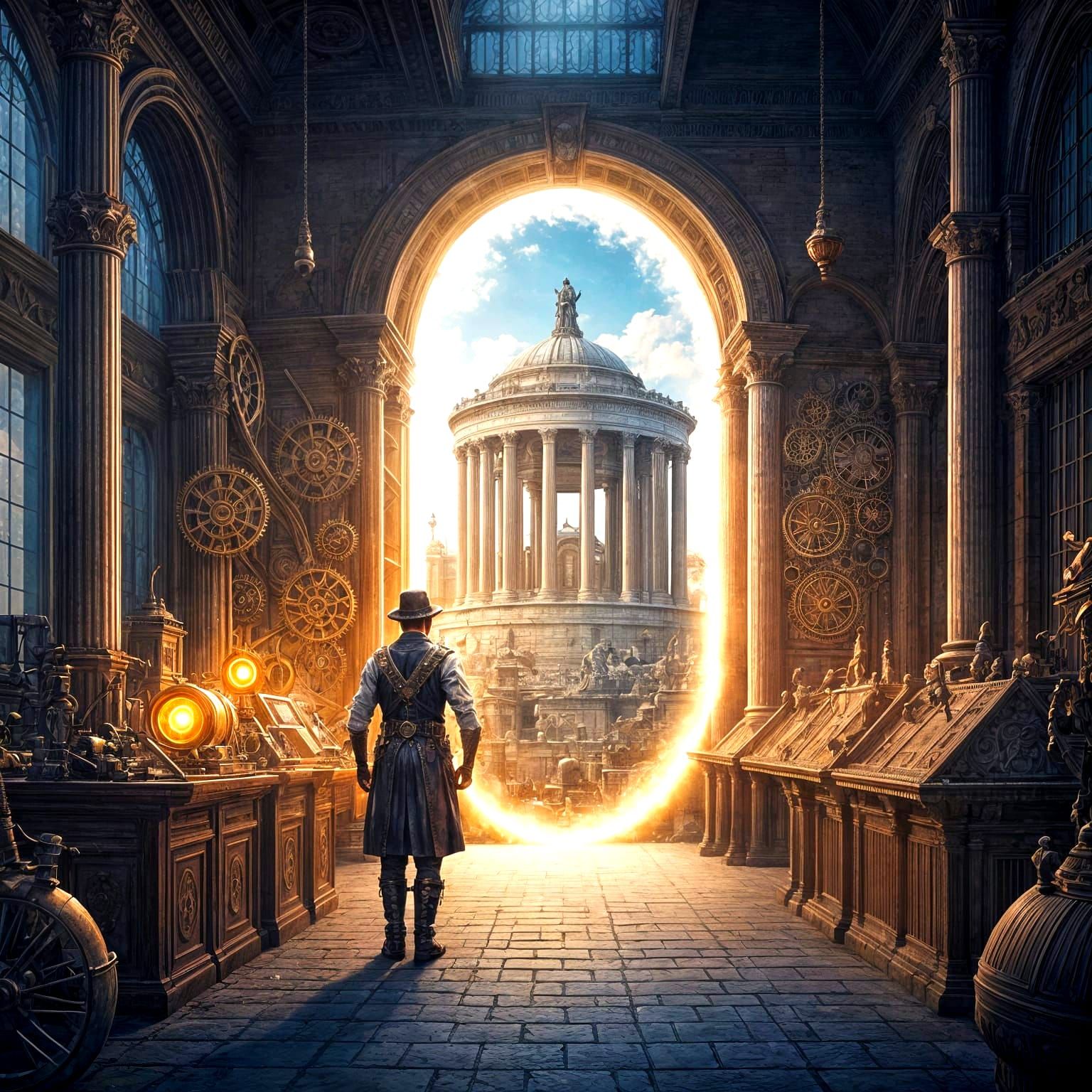 Steampunk Inventor and Portal to Ancient Rome