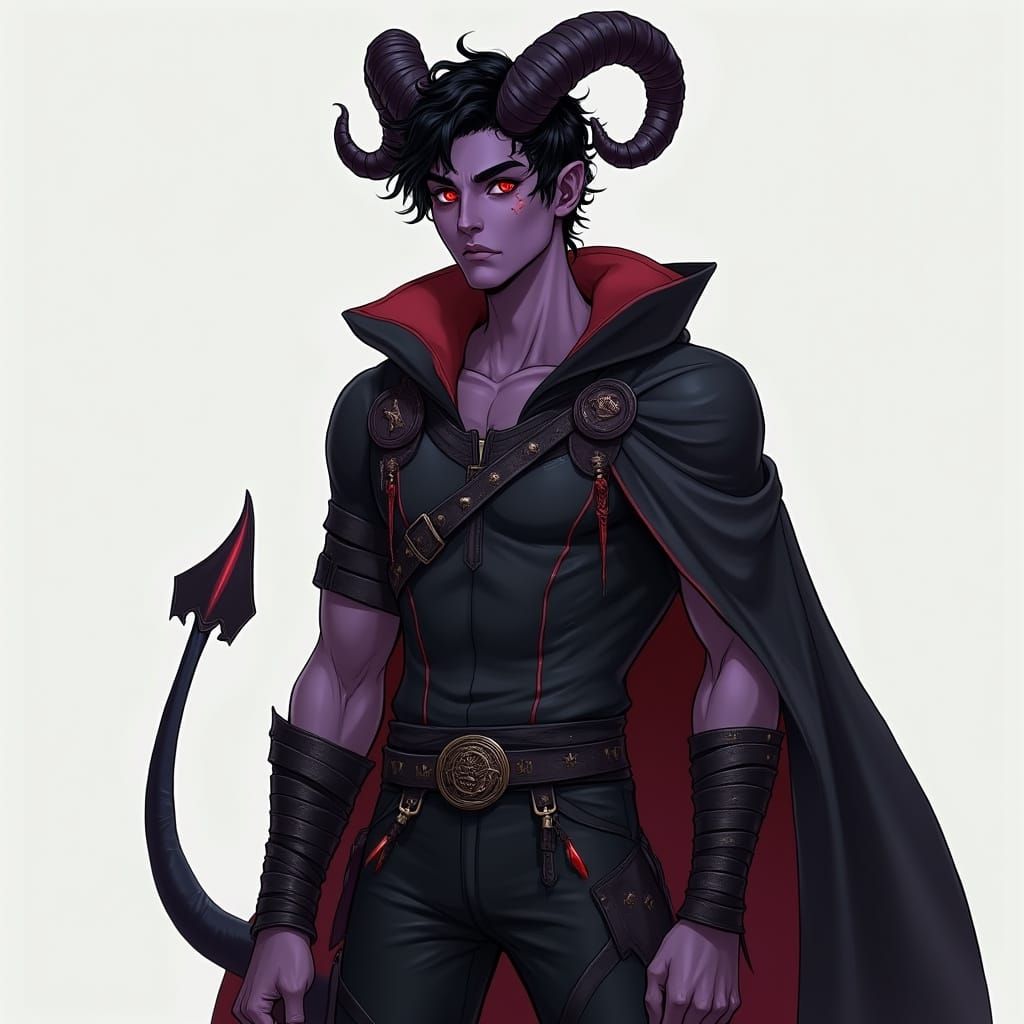 Ethereal Dark Red-Eyed Changeling with Horns and Shadowfell ...