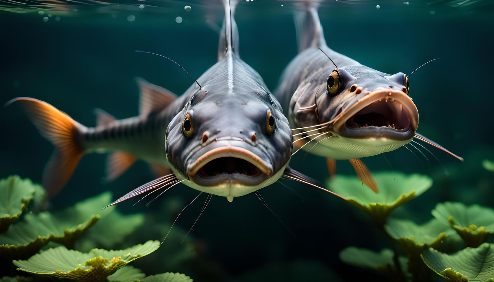 Photorealistic Catfish Portrait in Murky Pond