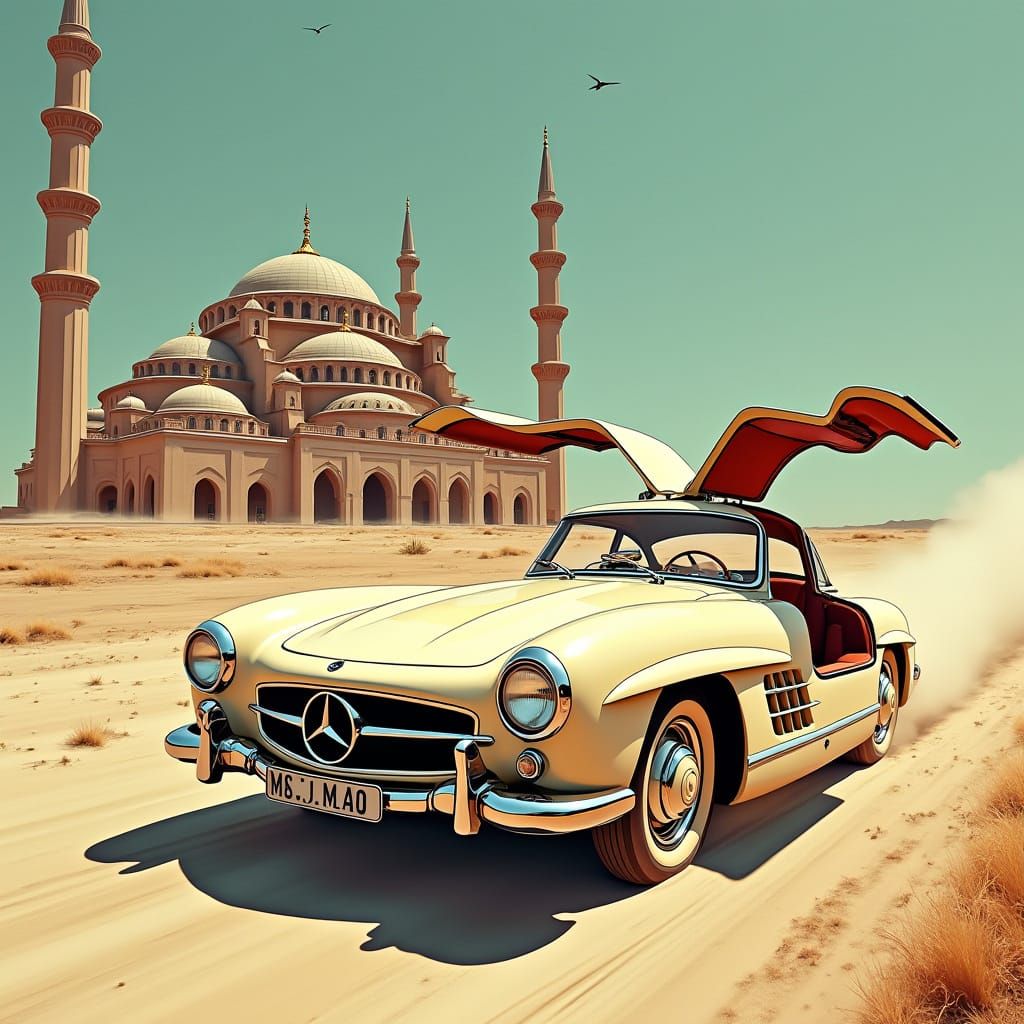 Classic Mercedes 300SL Soars with Ornate Ottoman Architectur...