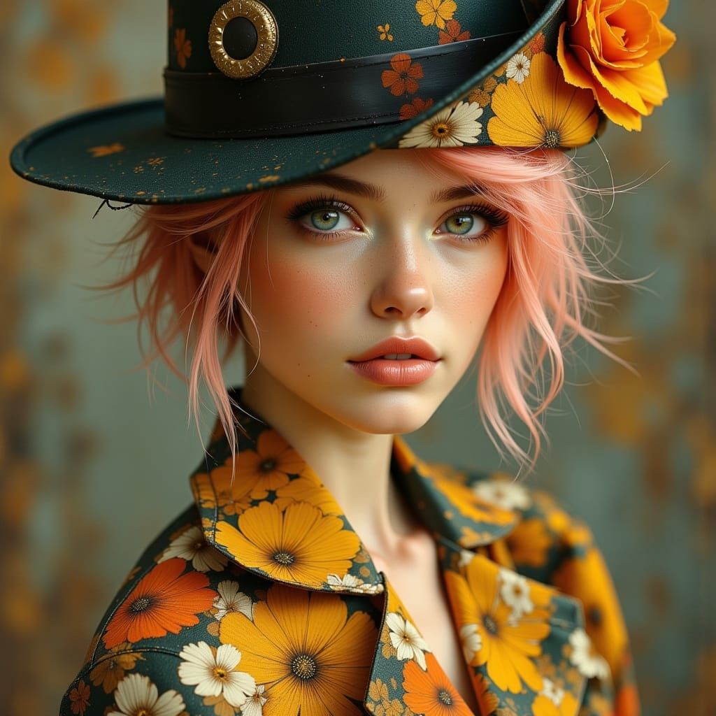 1920s Soldier Lara Cox in Floral K-Pop Style Outfit