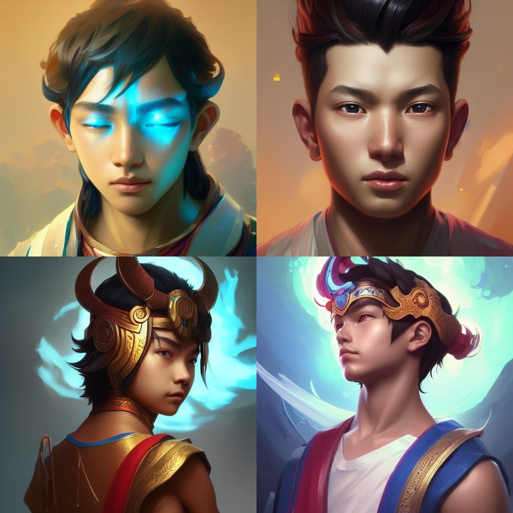 Ne Zha Portrait in Artgerm and Rutkowski Style