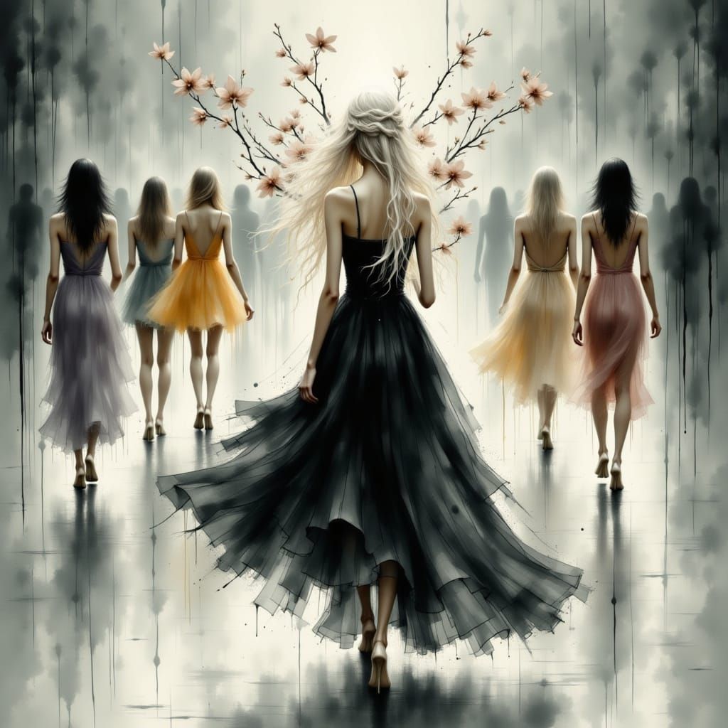 Woman with Orchids: Art Nouveau Digital Art