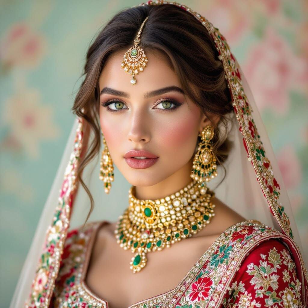 European Woman in Traditional Bridal Attire