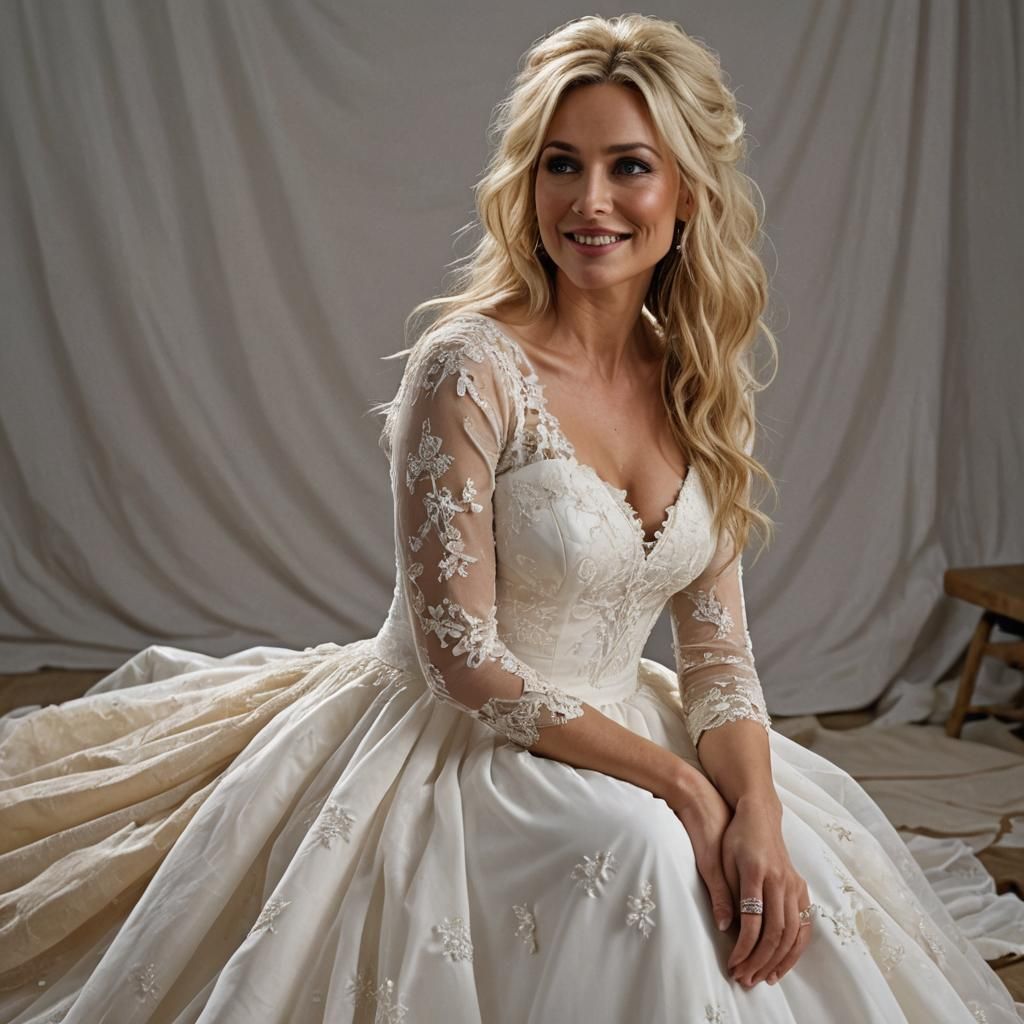 Sensual Blonde Bride with Naughty Smile