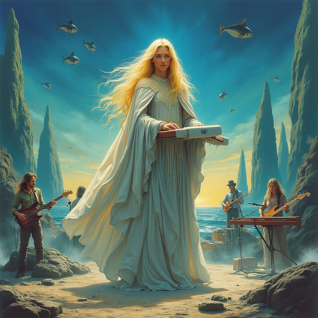 Progressive Rock Keyboardist in Roger Dean Style