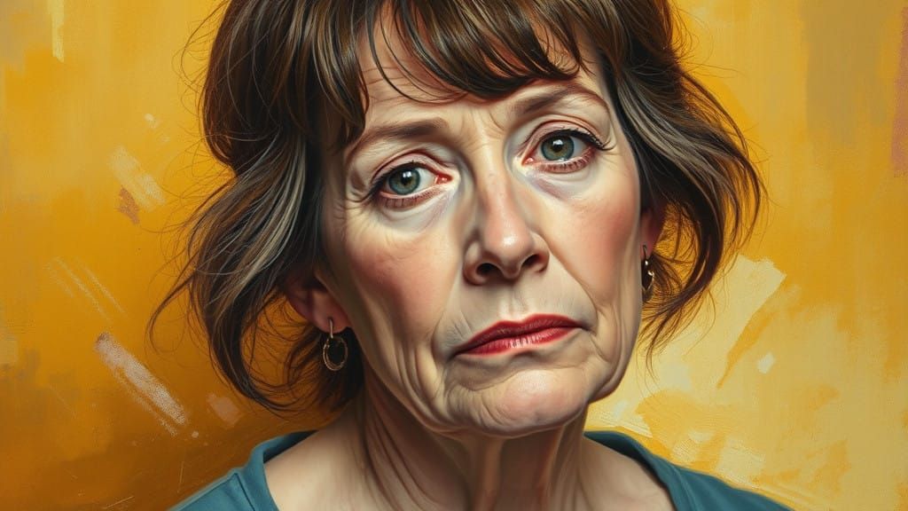 Intimate Portrait of a 52-Year-Old Woman in Warm Oil Paintin...