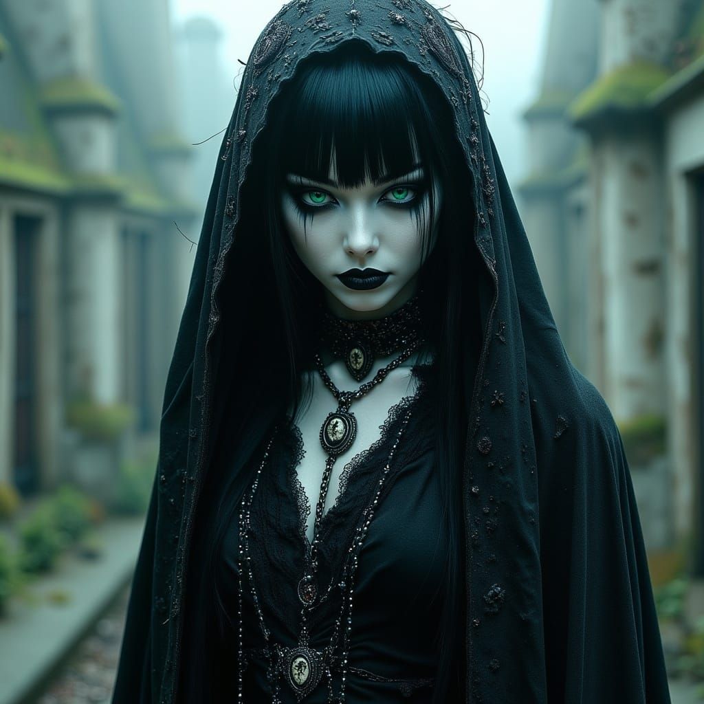 Gothic Vampire Portrait in Victorian Elegance