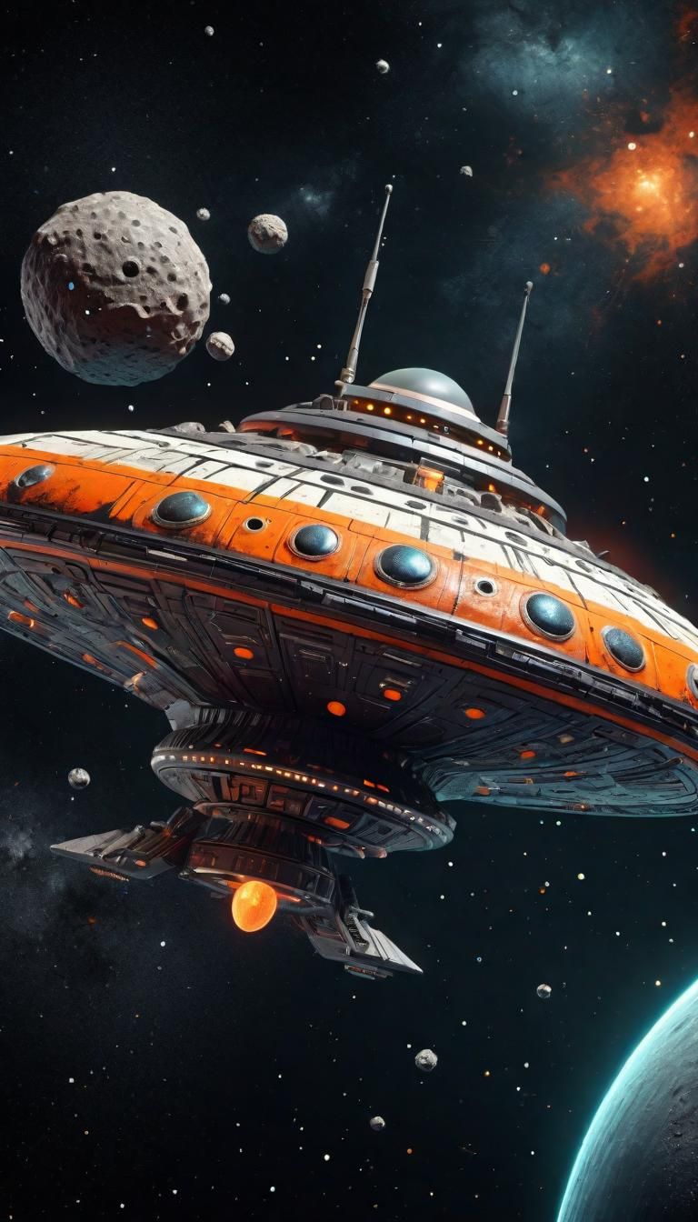 Retro-Futuristic Spaceship in Seventies Style