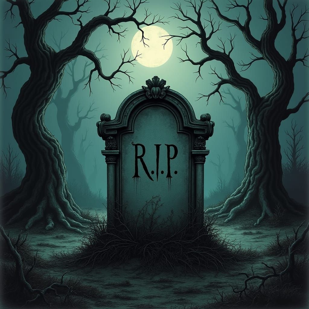 Eerie Halloween Scene in Gothic Fantasy Style