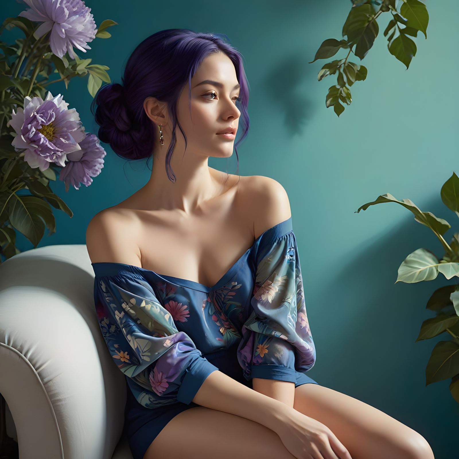 Vibrant Floral Tattoo on Mature Woman Arm