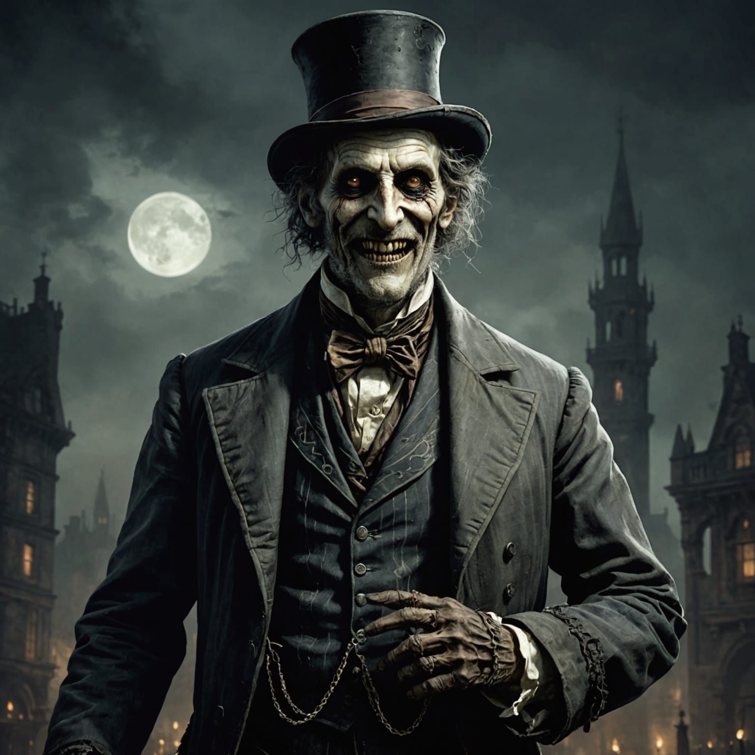 The Whispering Merchant:

 A tall, gaunt figure dressed in t...