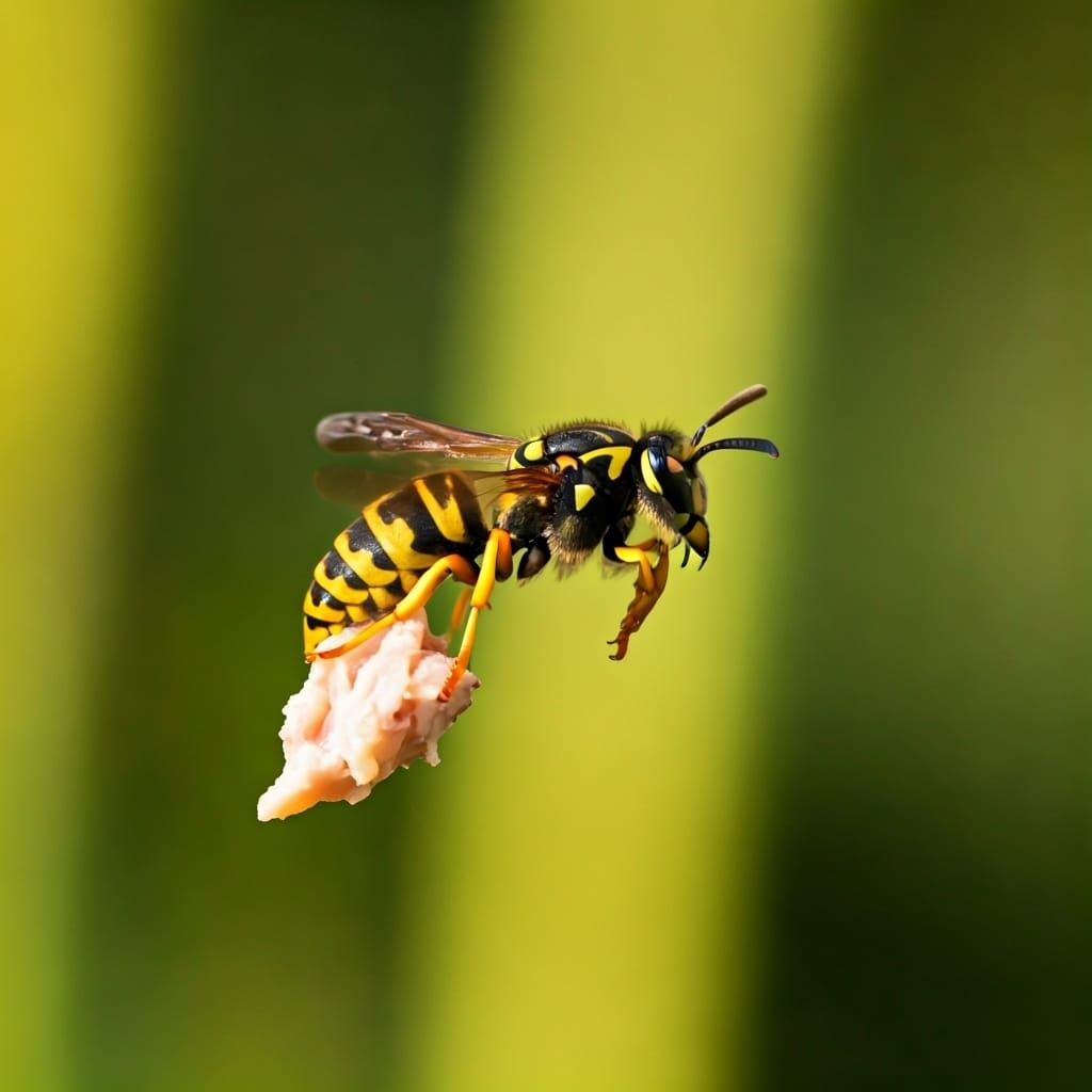 Wasp Flies with Chicken, Digital Art Style
