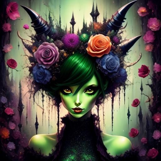 Surreal Alien Child Holding Flower in Dreamlike Fantasy