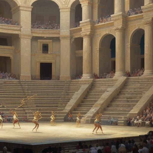 Minoan Bull-Leaping Acrobats in Impressionist Style