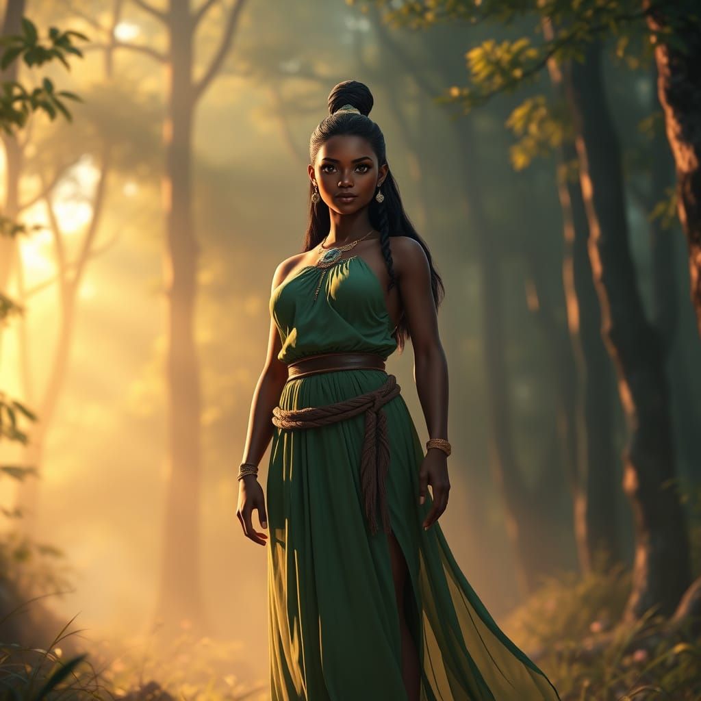 Powerful Maori Woman in Enchanted Forest