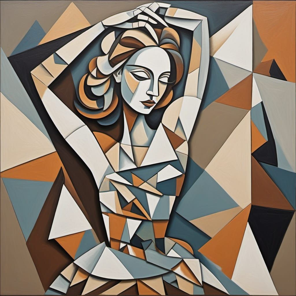 Cubist Ballerina in Motion, Picasso Style