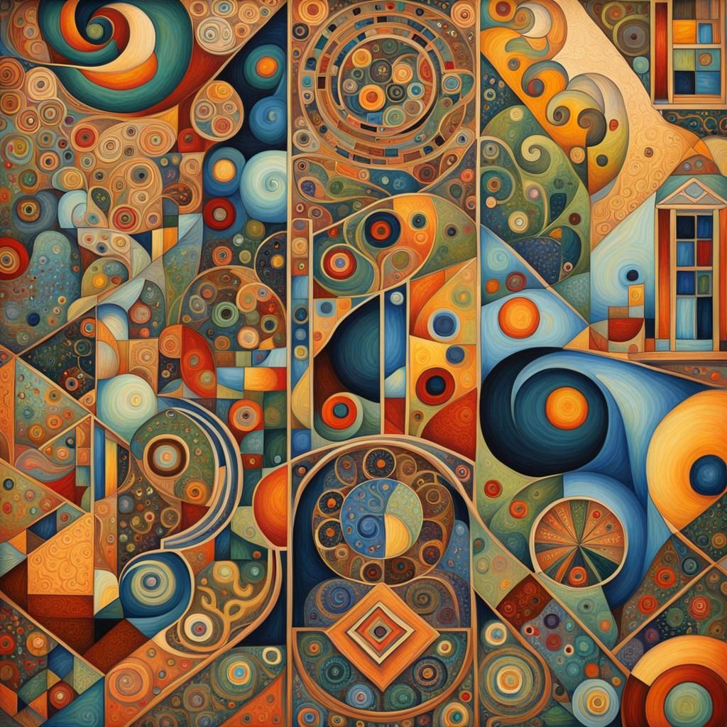 Folk Art Meets Isometric Abstract Fusion