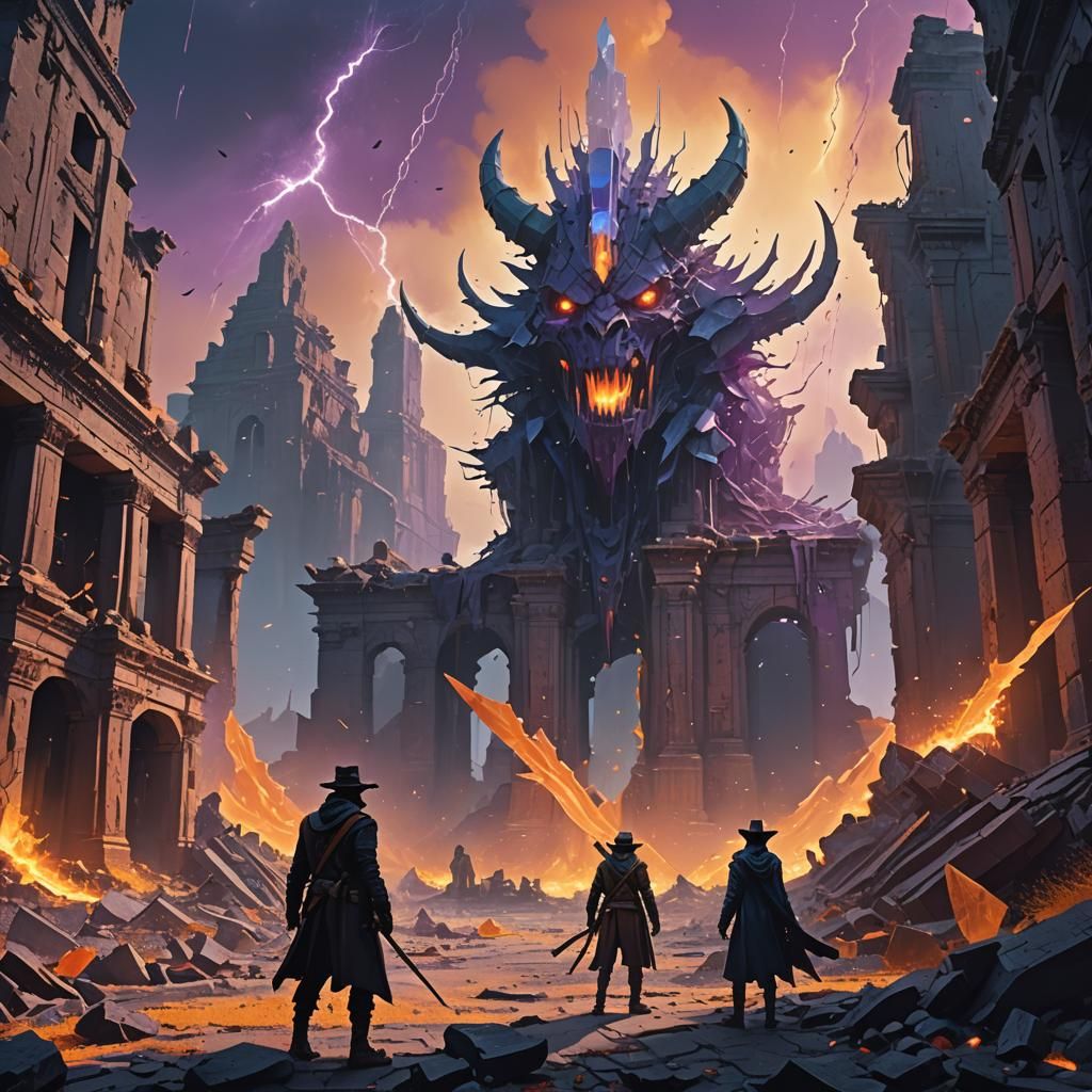 Crystal Gunslinger Duels Galactic Demon in Ruins