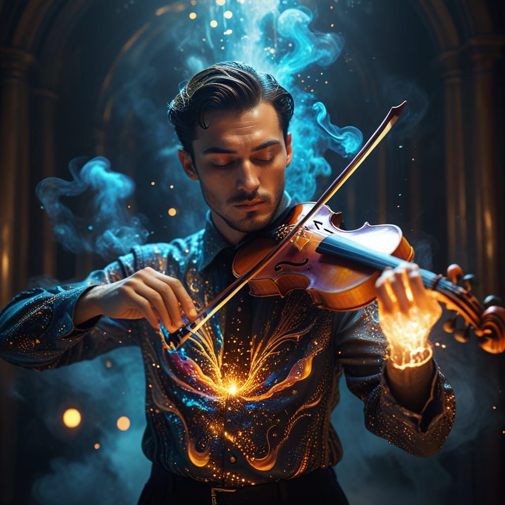 Surrealist Musician in Ethereal Glow