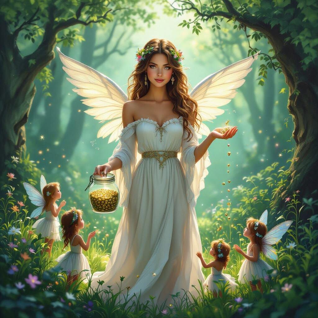 Fairies and Angel in a Magic Forest