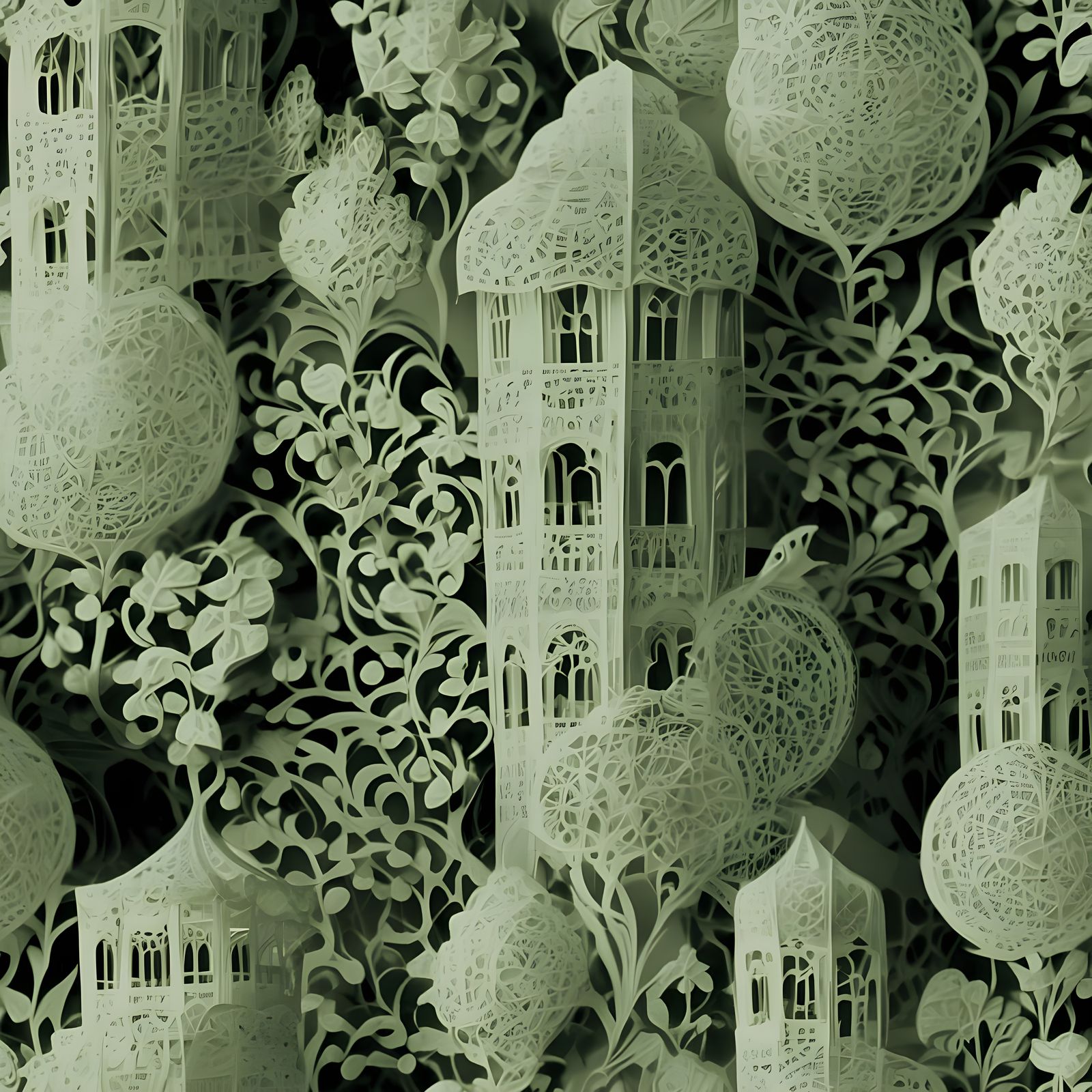 Surreal Desert City in Soft Focus, Inspired by Papercraft