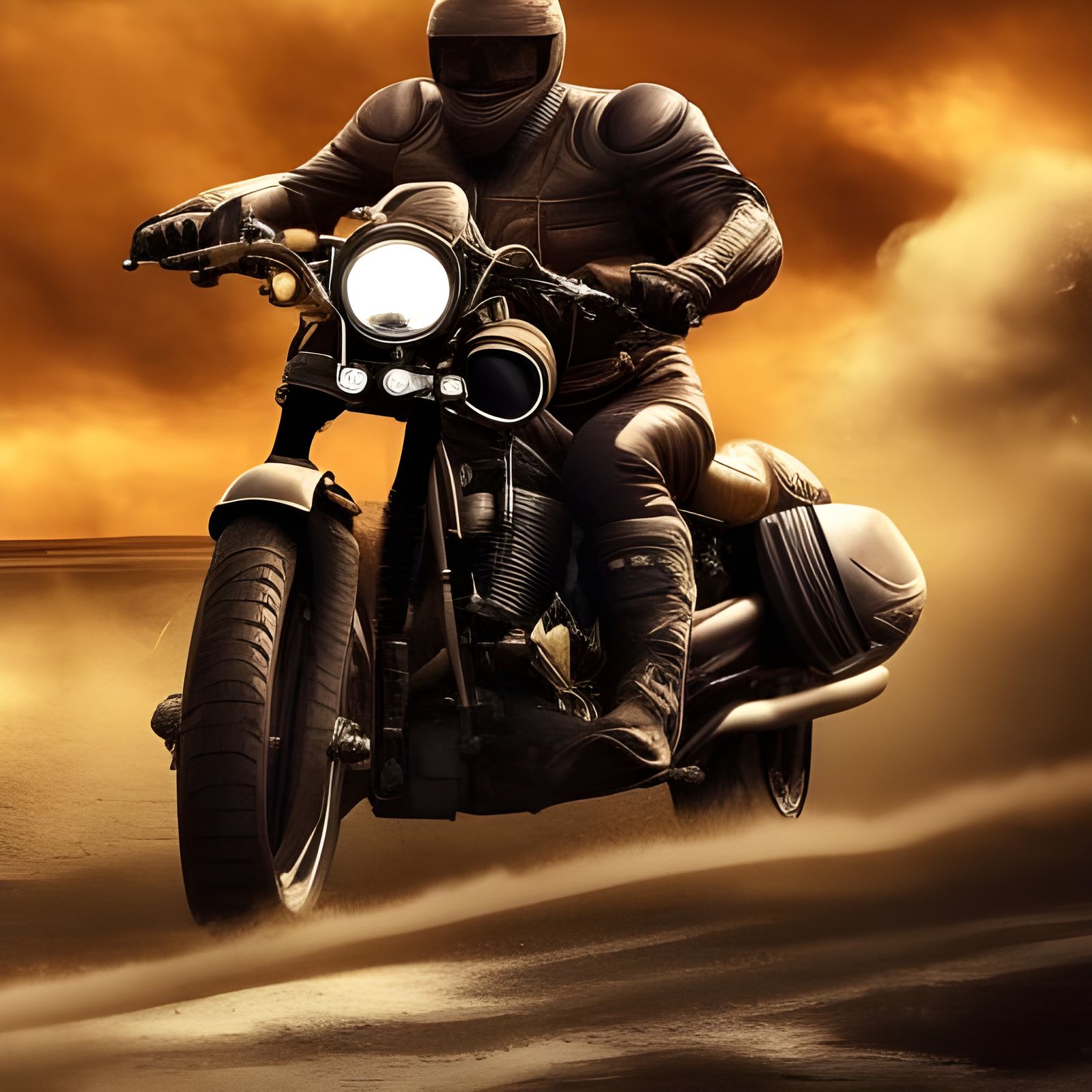Detailed Motorcyclist in Motion: A Digital Masterpiece