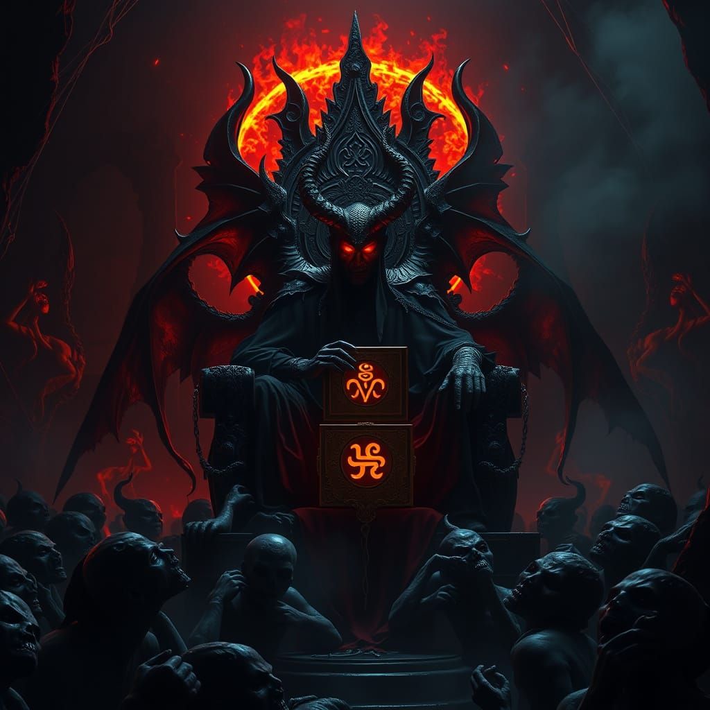 Satan Reigns Over Tormented Souls in a Dark, Gothic Realm