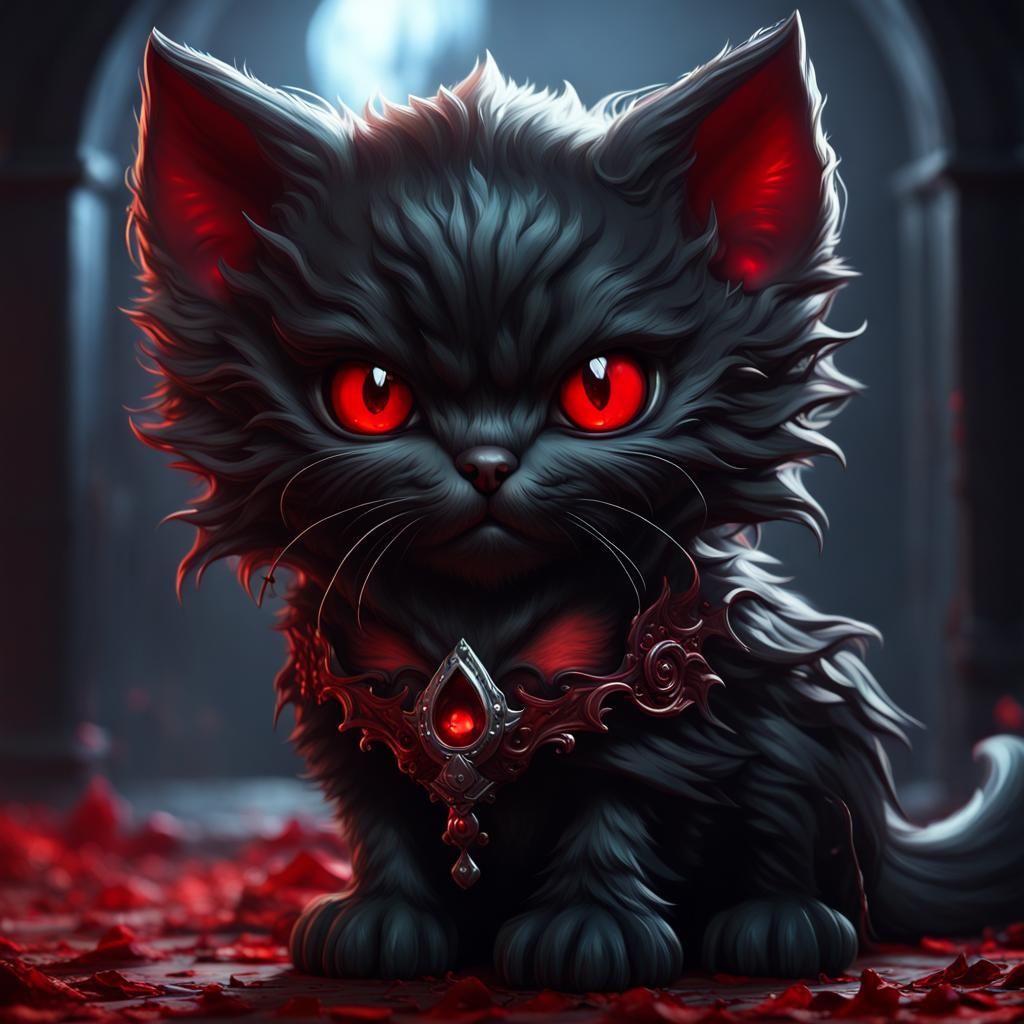 Gothic Chibi Kitten: A Dark Fantasy Masterpiece