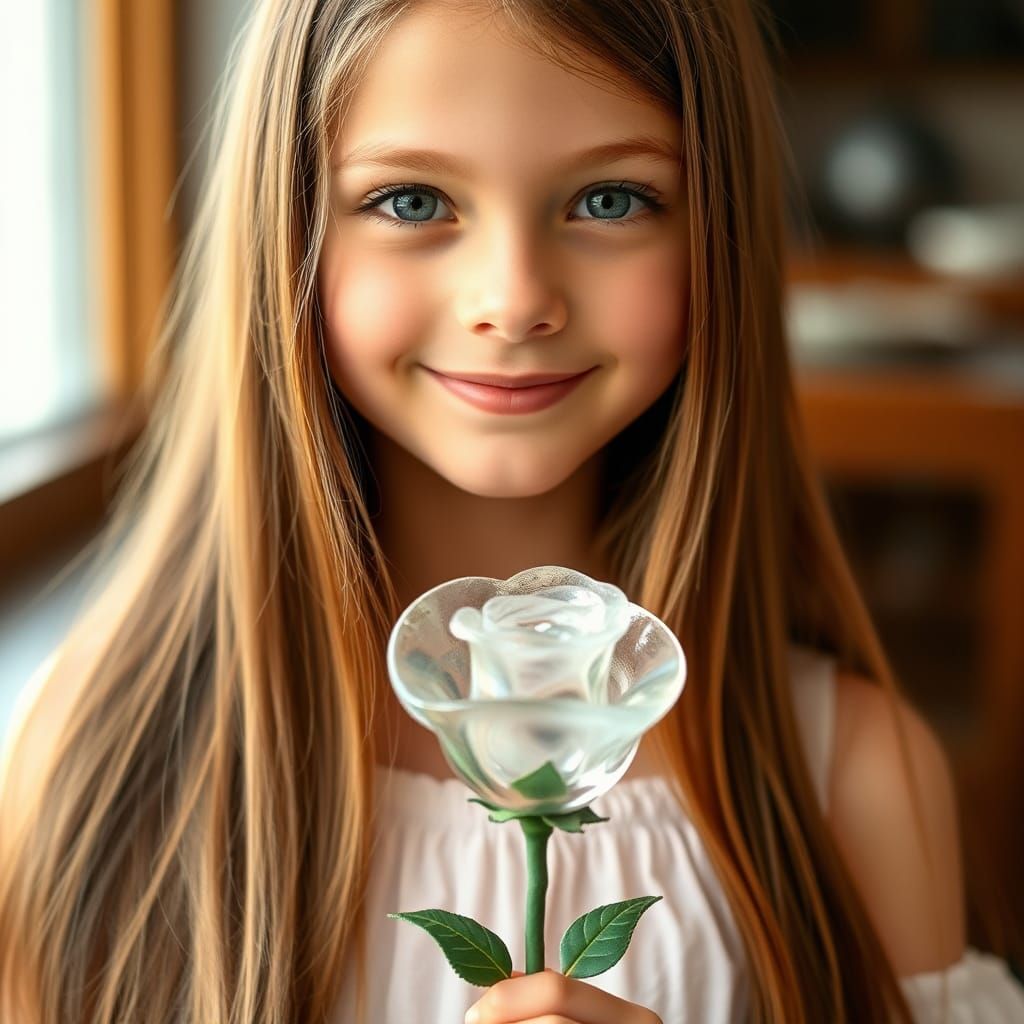 Girl with Glass Rose Portrait