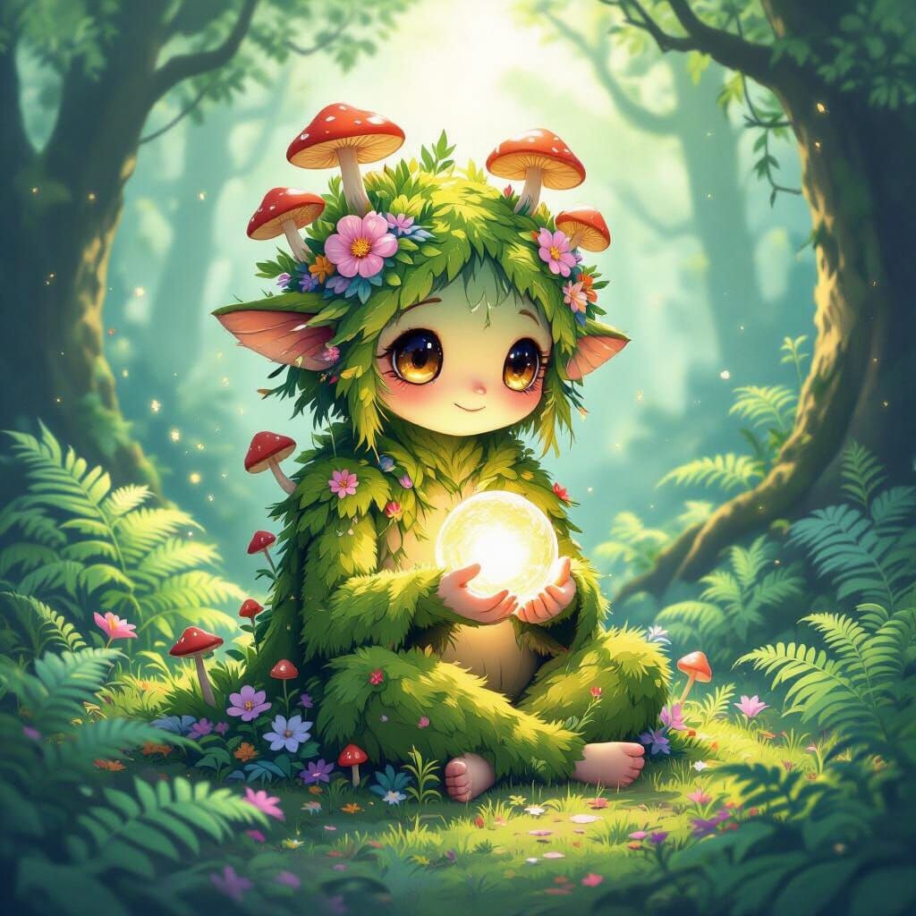 Enchanted Forest Spirit in Ghibli Style