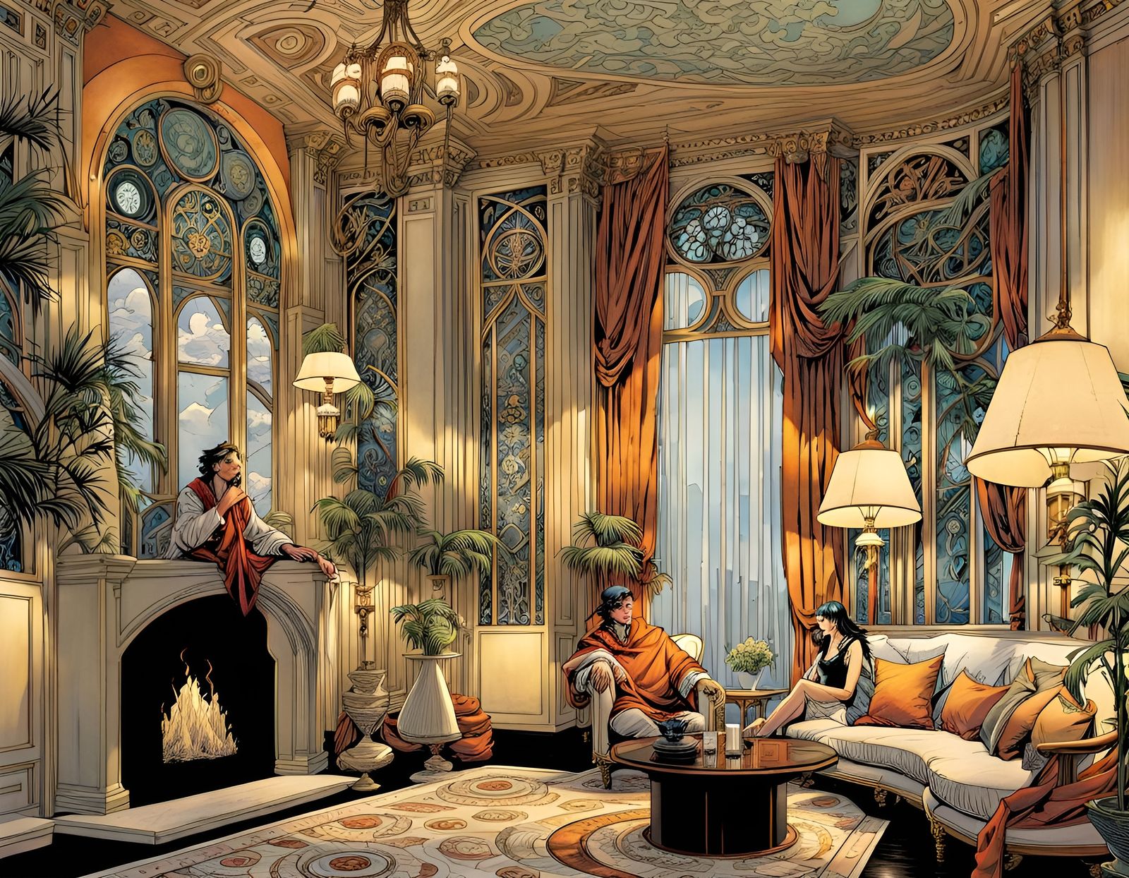 Art Nouveau Comic Book Panels by Doran and Kaluta