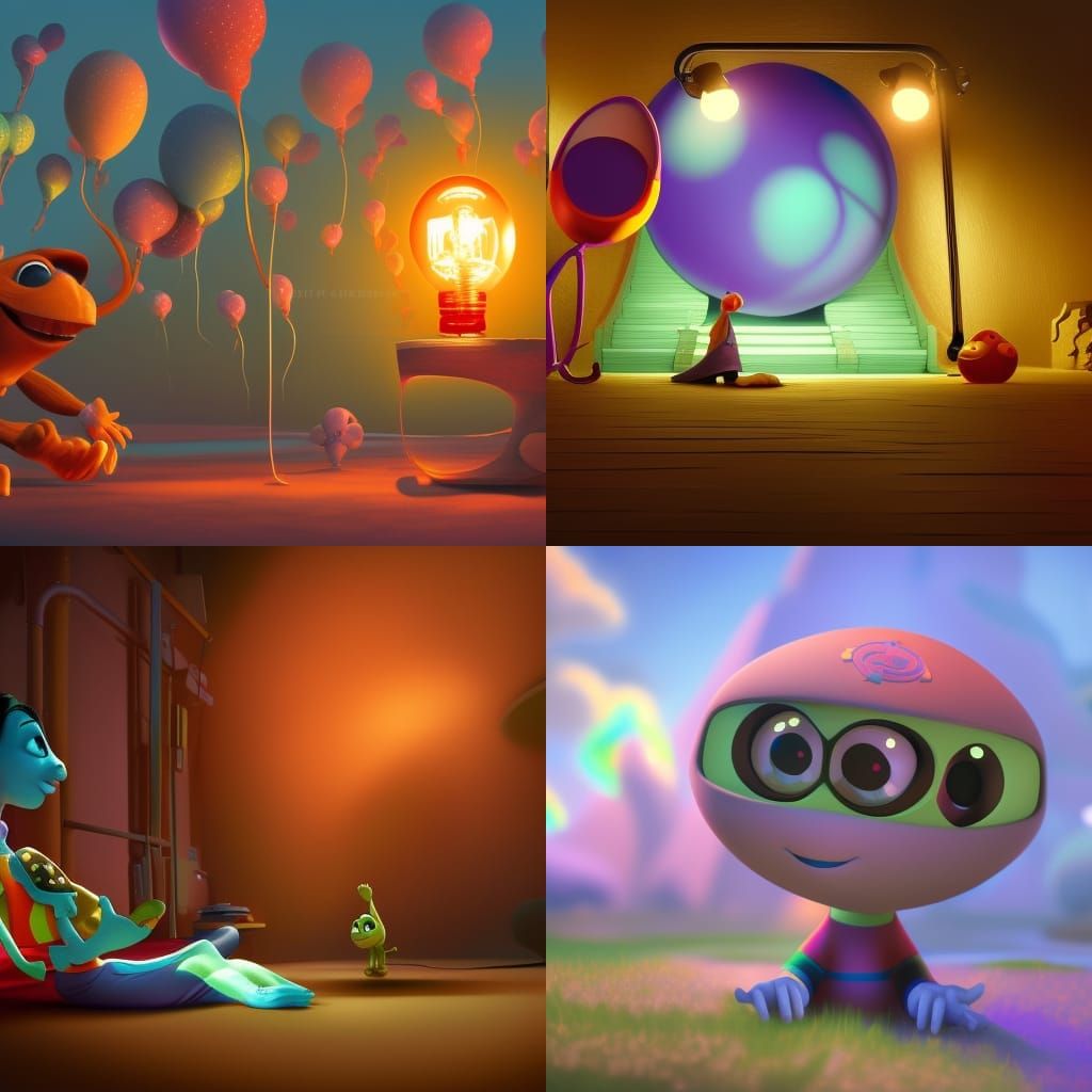 Uplifting Animated Scene in Pixar Disney Style