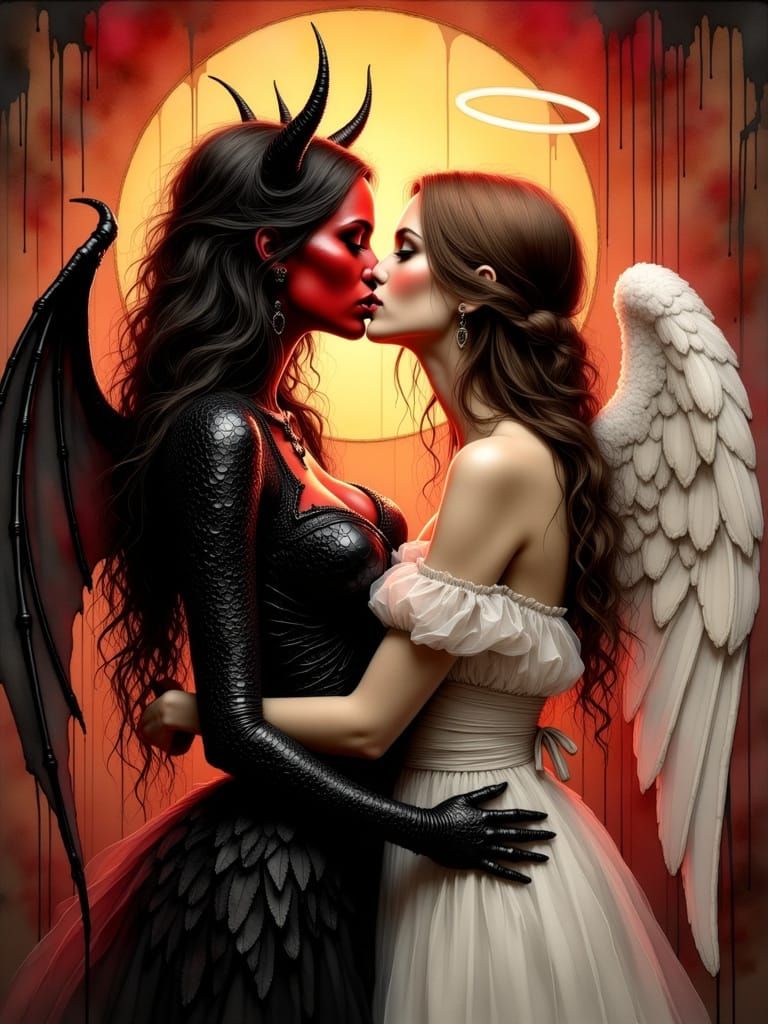 Romantic Lesbian Couple in Elegant Mansion Setting