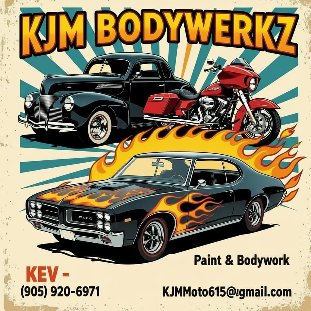 Vintage Hot Rod Poster with Classic Cars and Flames