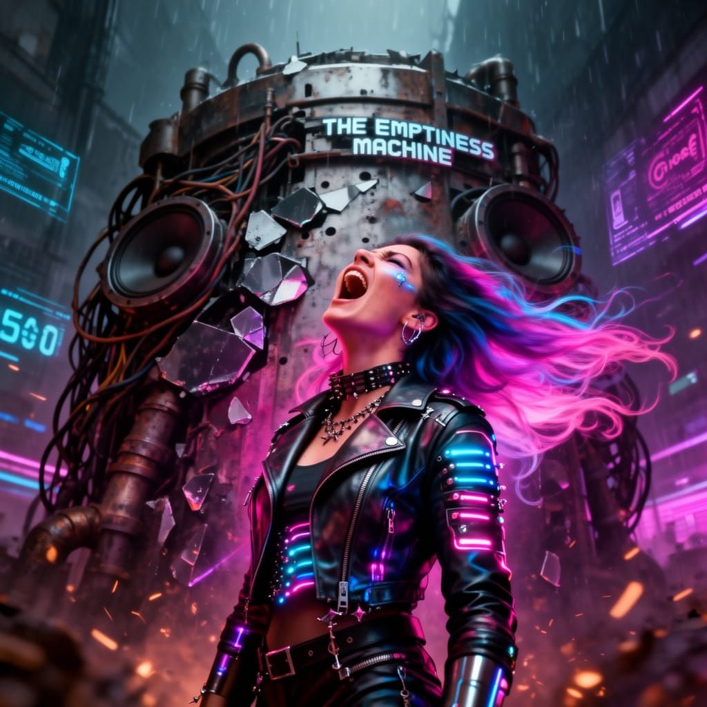 Cyberpunk Girl Defies The Emptiness Machine