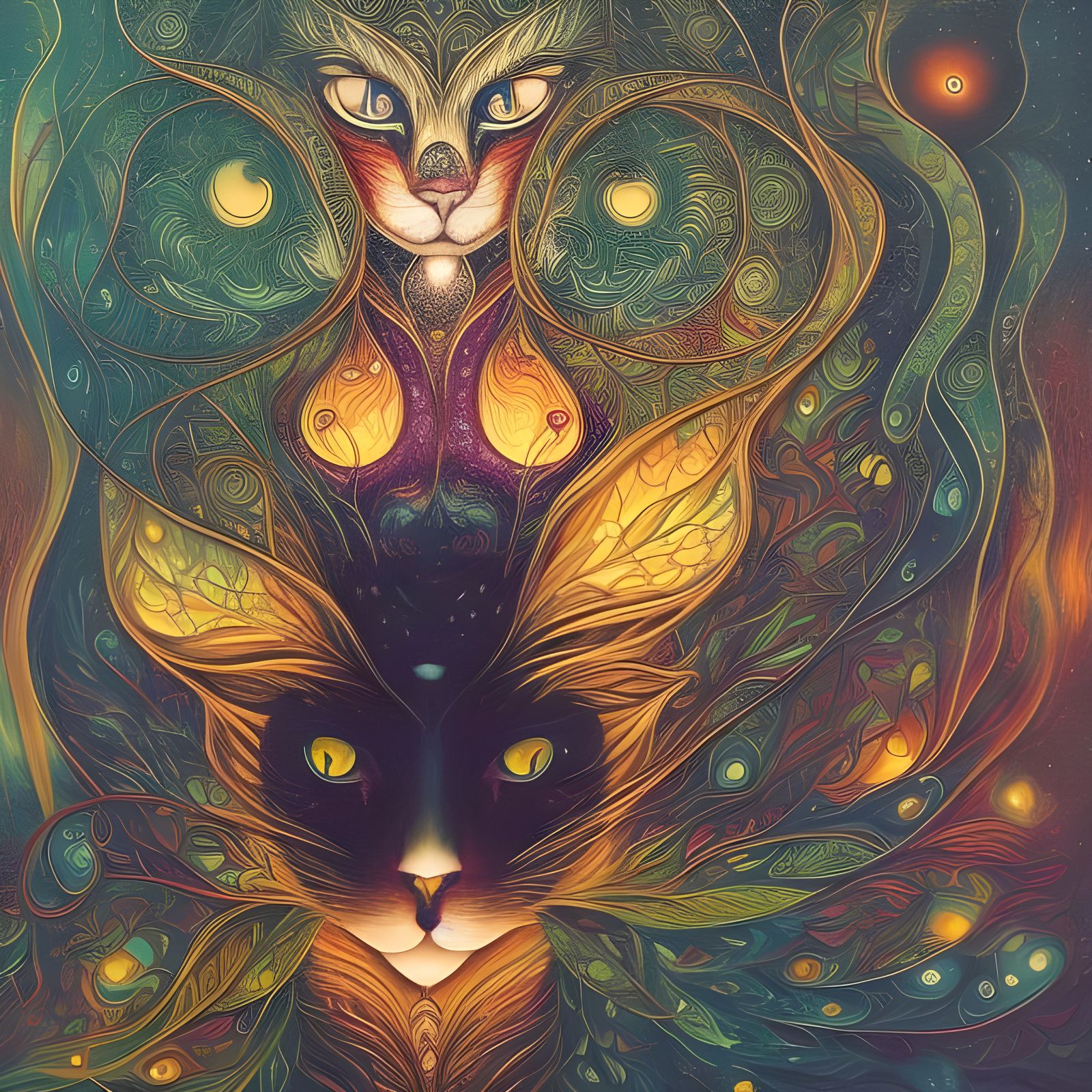 The Night Cat: Ethereal Masterpiece in 8k Resolution