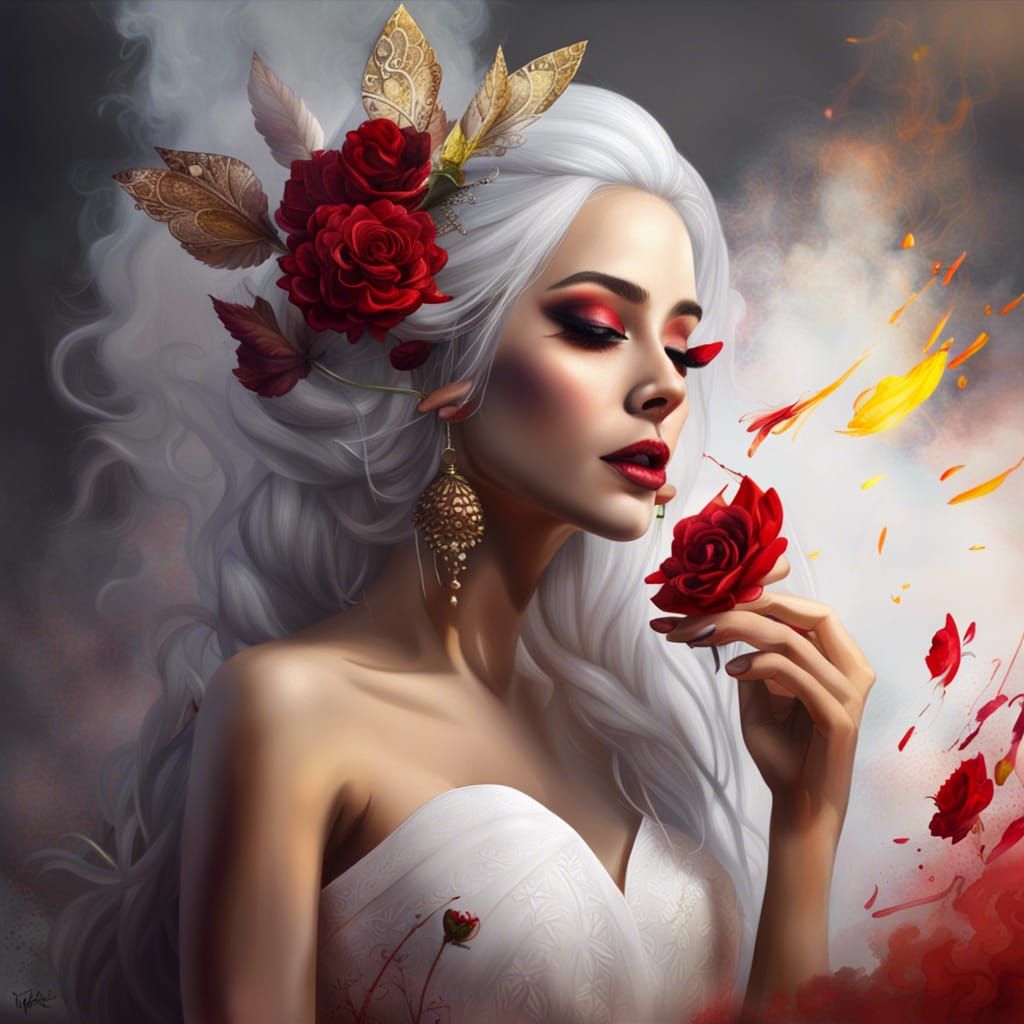 Golden-Eyed Bride: Hyperrealistic Portrait with Dramatic Lig...