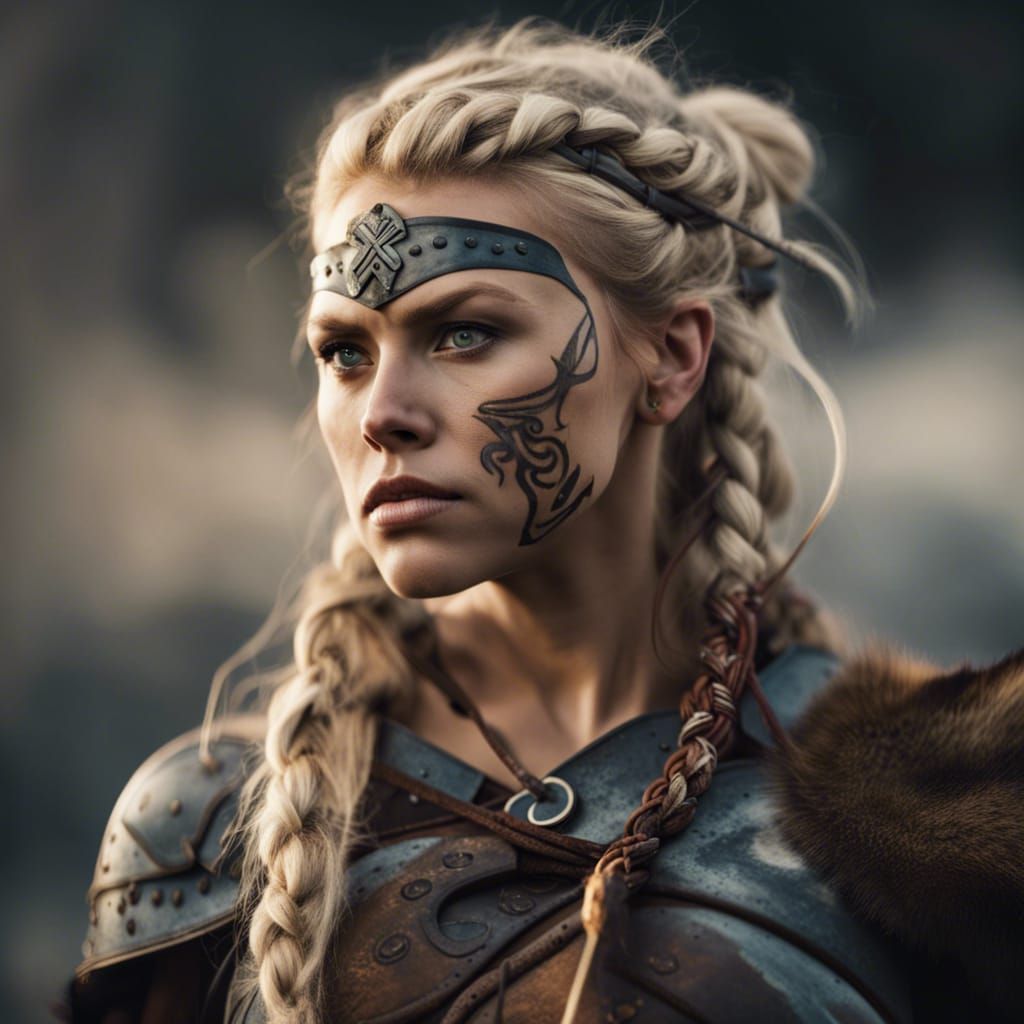 Viking Woman Warrior Stands Strong in Battle
