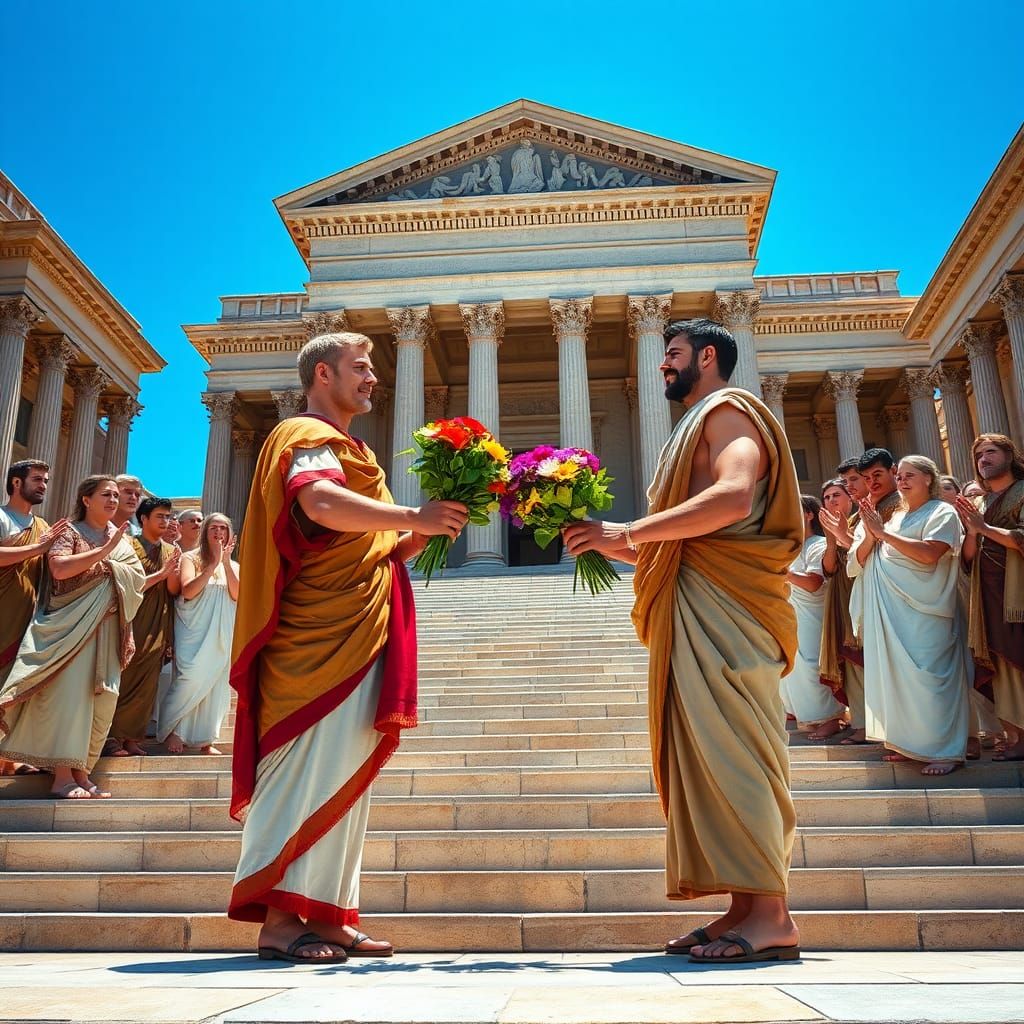 Caesar and Brutus Exchange Flowers in Ancient Rome