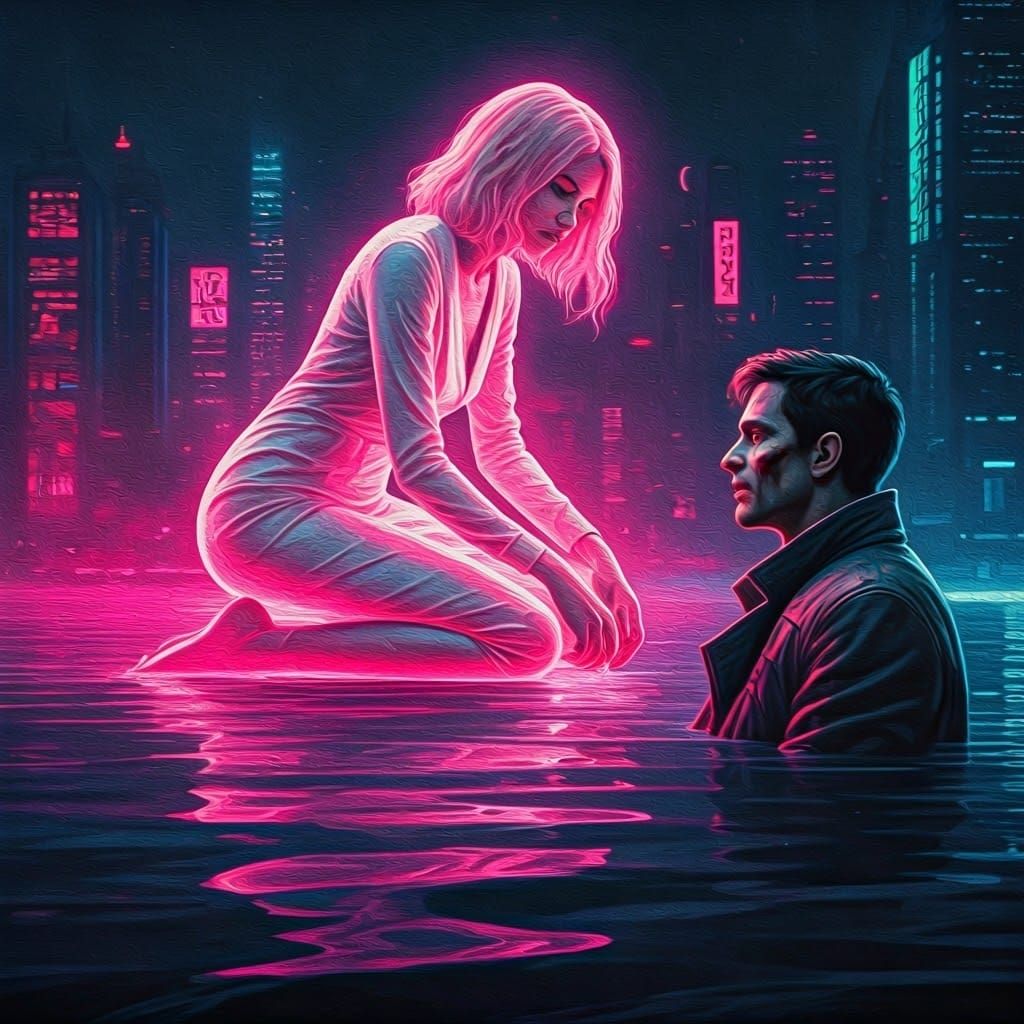Glamorous Futuristic Hologram in Blade Runner 2049 Style