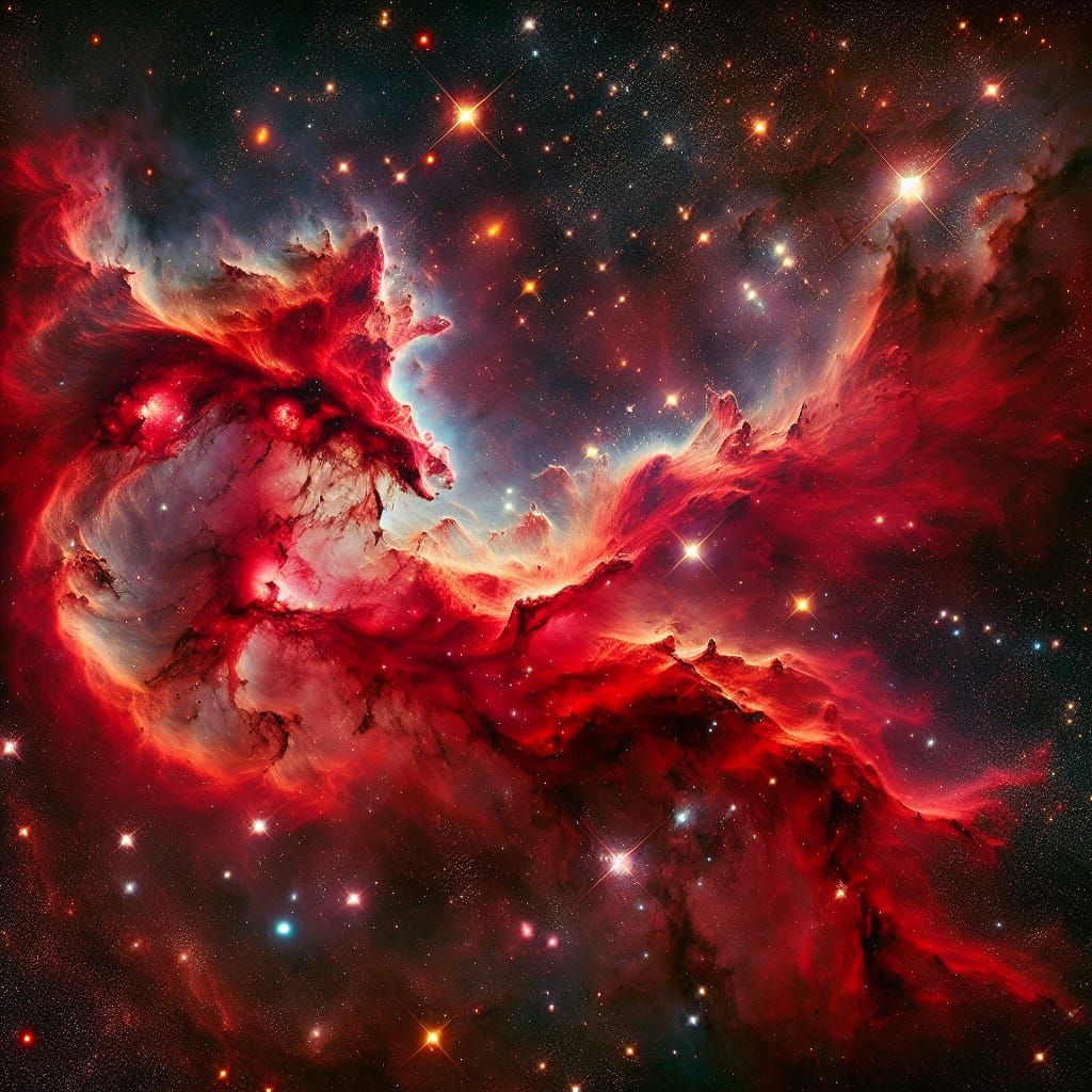 Detailed Red Dragon Nebula in Cosmic Space