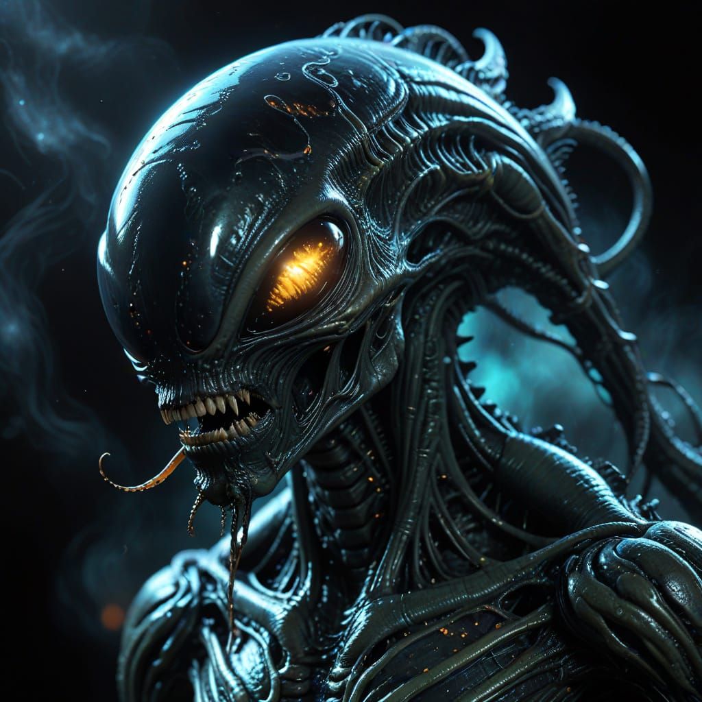 Formless Alien with Bioluminescent Ooze in Sci-Fi Horror