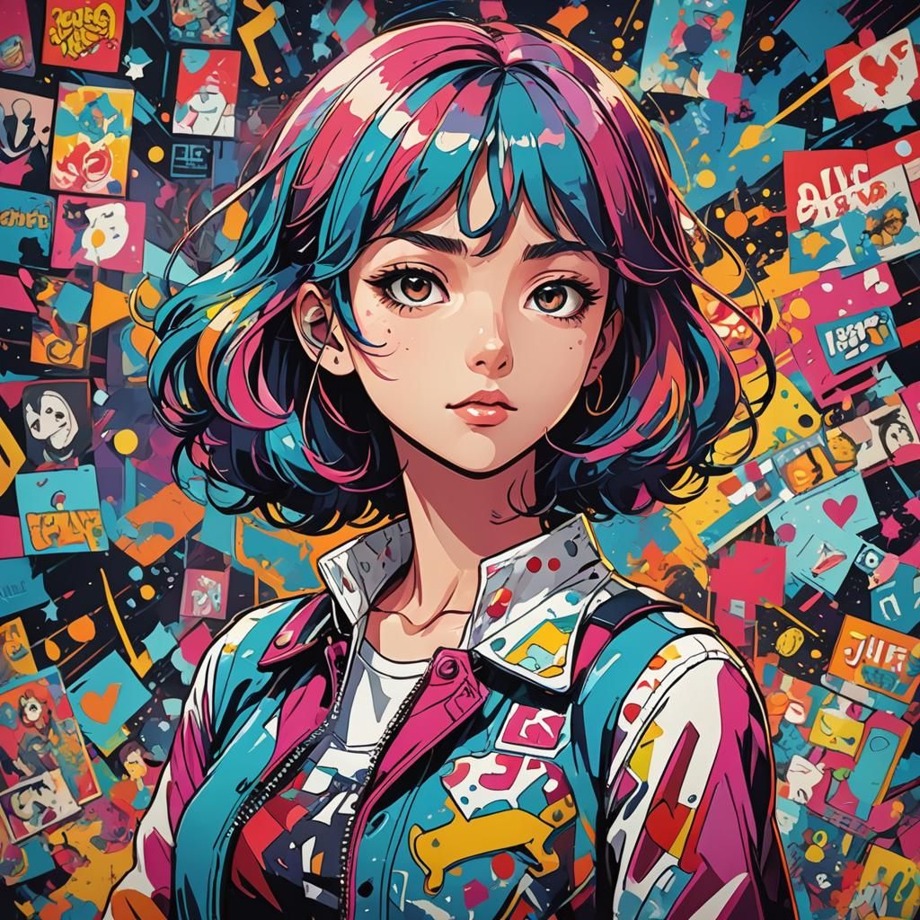 Vibrant Pop Art World in Anime Style