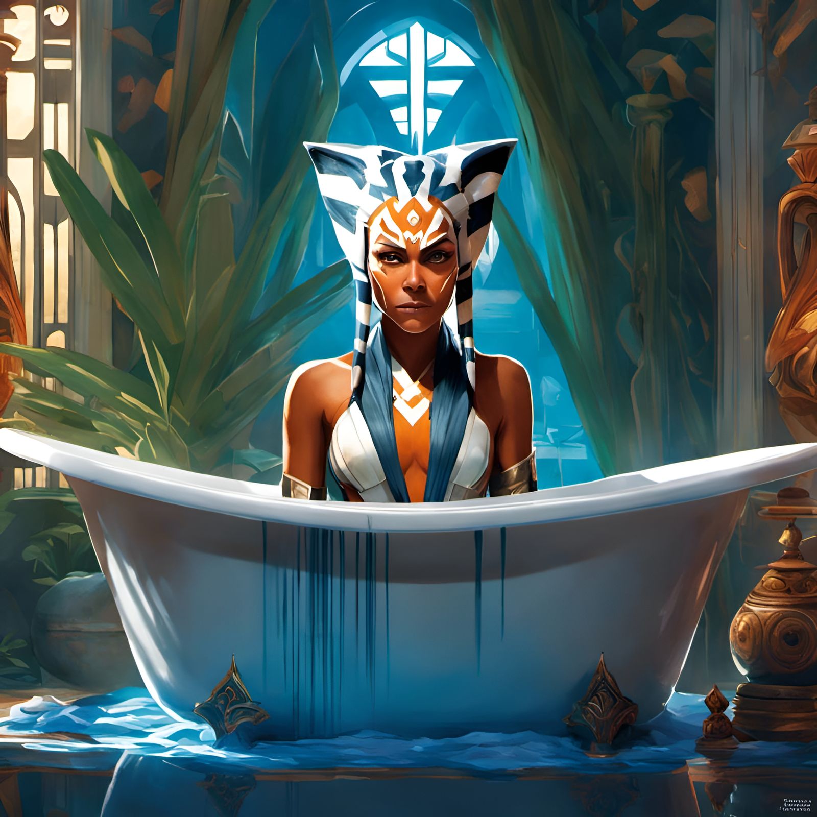 Glamorous Ahsoka Tano Portrait in Bathtub