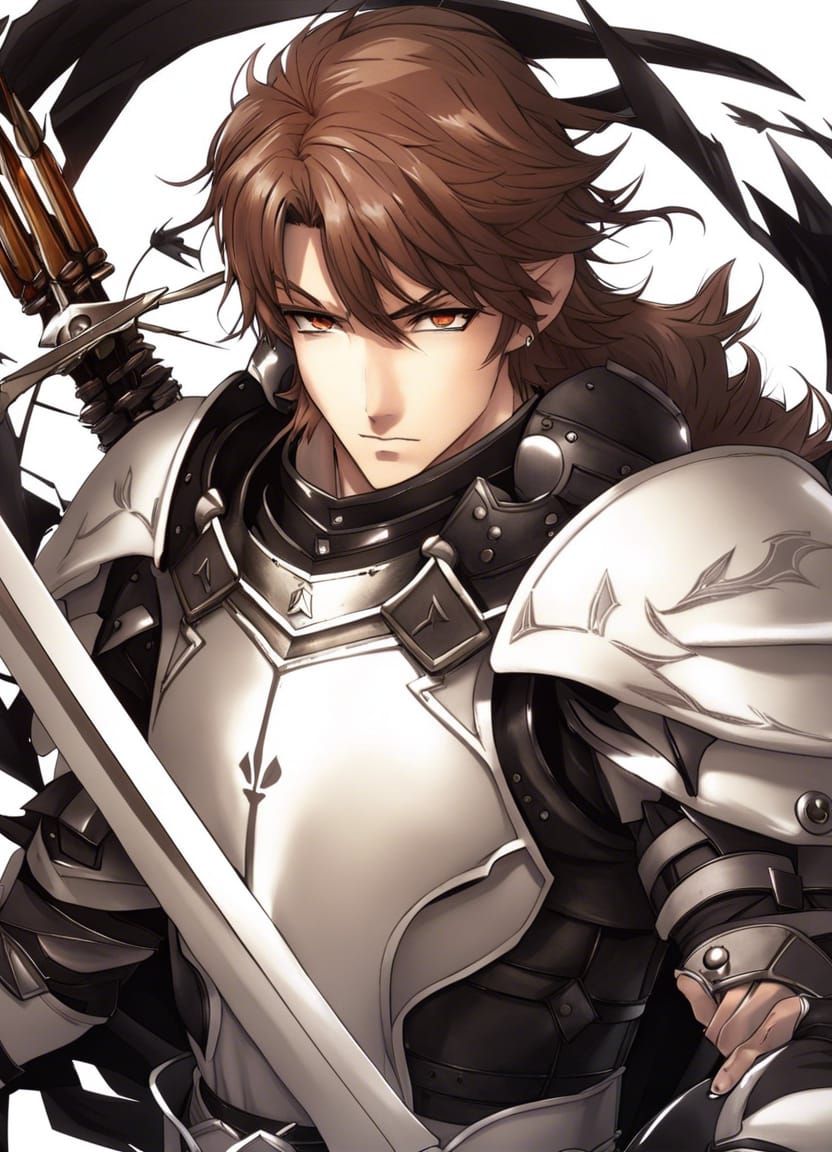 Fantasy Warrior with Bow and Spear in Anime Style