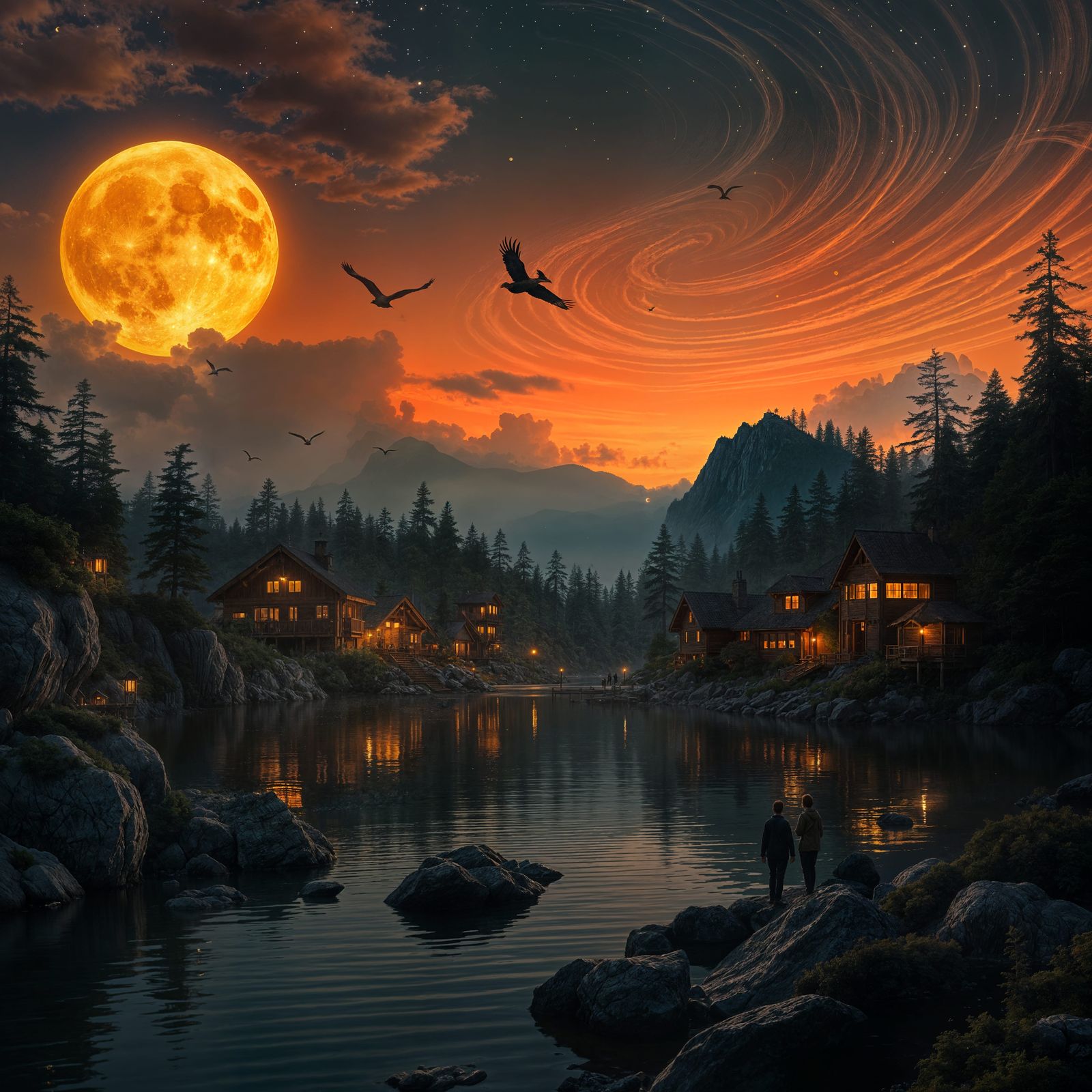 Lakeside Eco-Village Under Harvest Moon