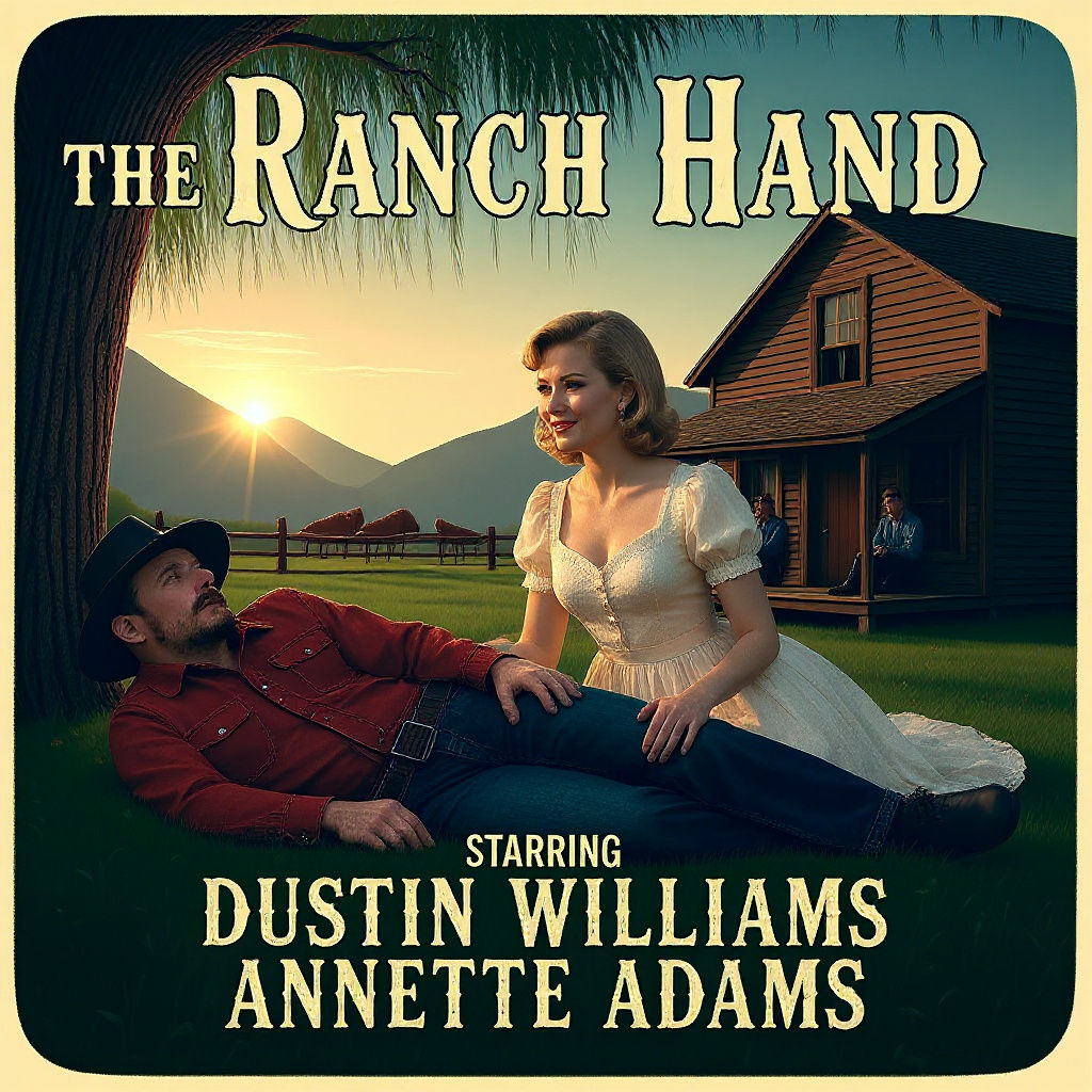 Vintage Western Scene with Cowboy in 1950s Style