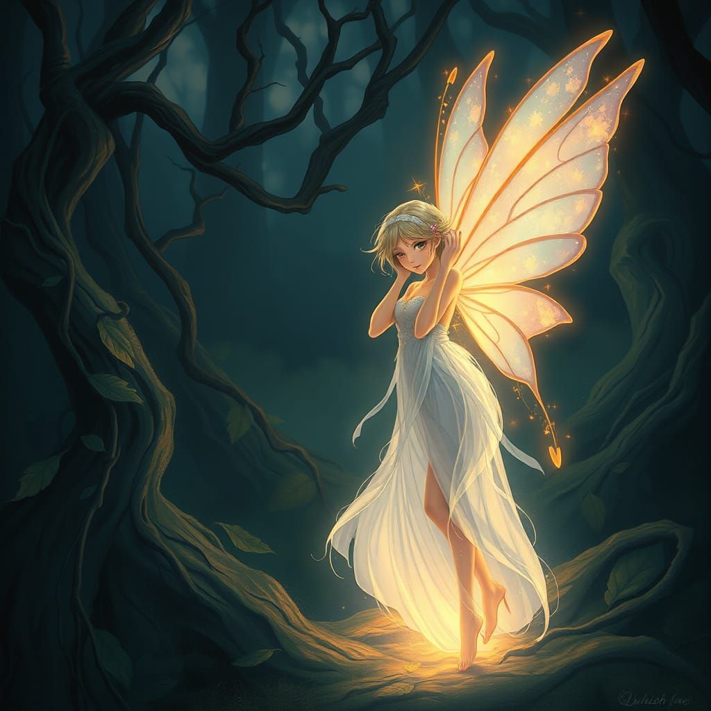 Lumine Fairy in Mystical Forest, Dreamy Art