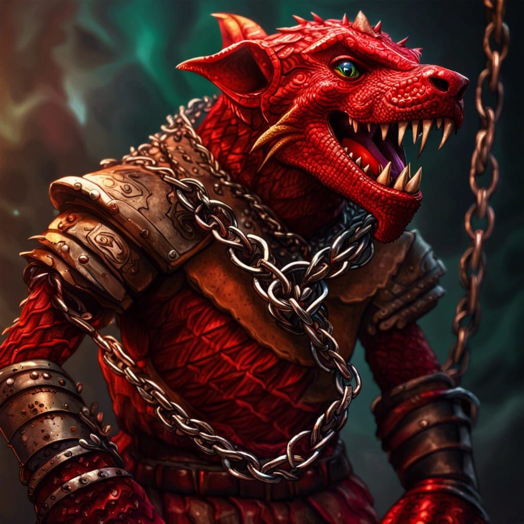 Kobold red skin and chain mail